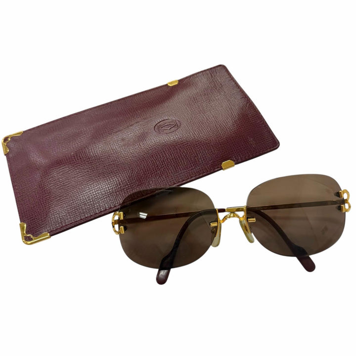 Great Cartier sunglasses 2C decor Rimless Two-Point gold mens