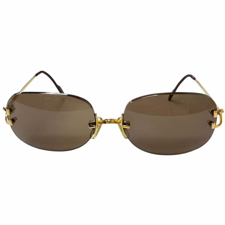 Great Cartier sunglasses 2C decor Rimless Two-Point gold mens