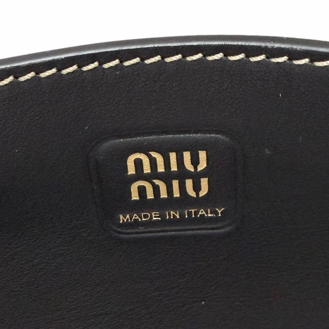 Pristine MIUMIU Shoulder Bag IVY Logo 2WAY handbag black leather Women 5BA281