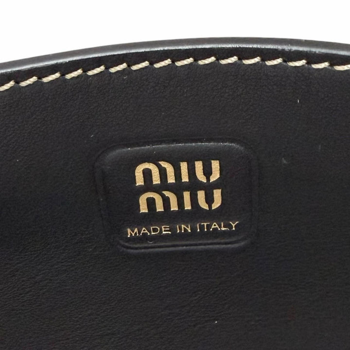 Pristine MIUMIU Shoulder Bag IVY Logo 2WAY handbag black leather Women 5BA281