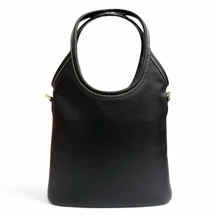 Pristine MIUMIU Shoulder Bag IVY Logo 2WAY handbag black leather Women 5BA281