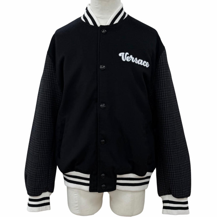 Excellent VERSACE Stajan Embroidered logo, padded black wool mens 48 1014374