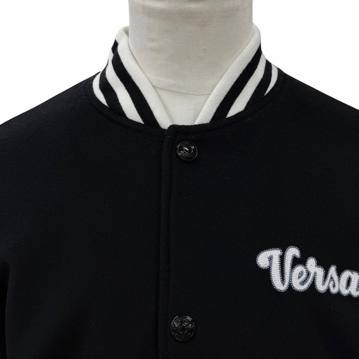 Excellent VERSACE Stajan Embroidered logo, padded black wool mens 48 1014374