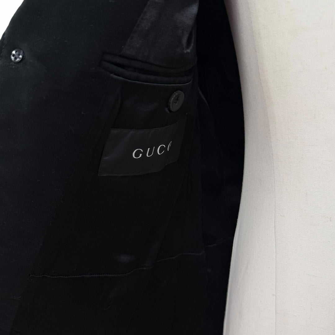 Very Good GUCCI Chester coat black cotton mens 52 146176
