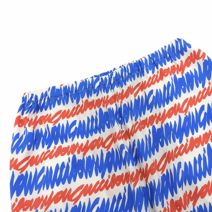 Pristine GUCCI Pants Script logo all-over print wide Multi silk mens 44 739414