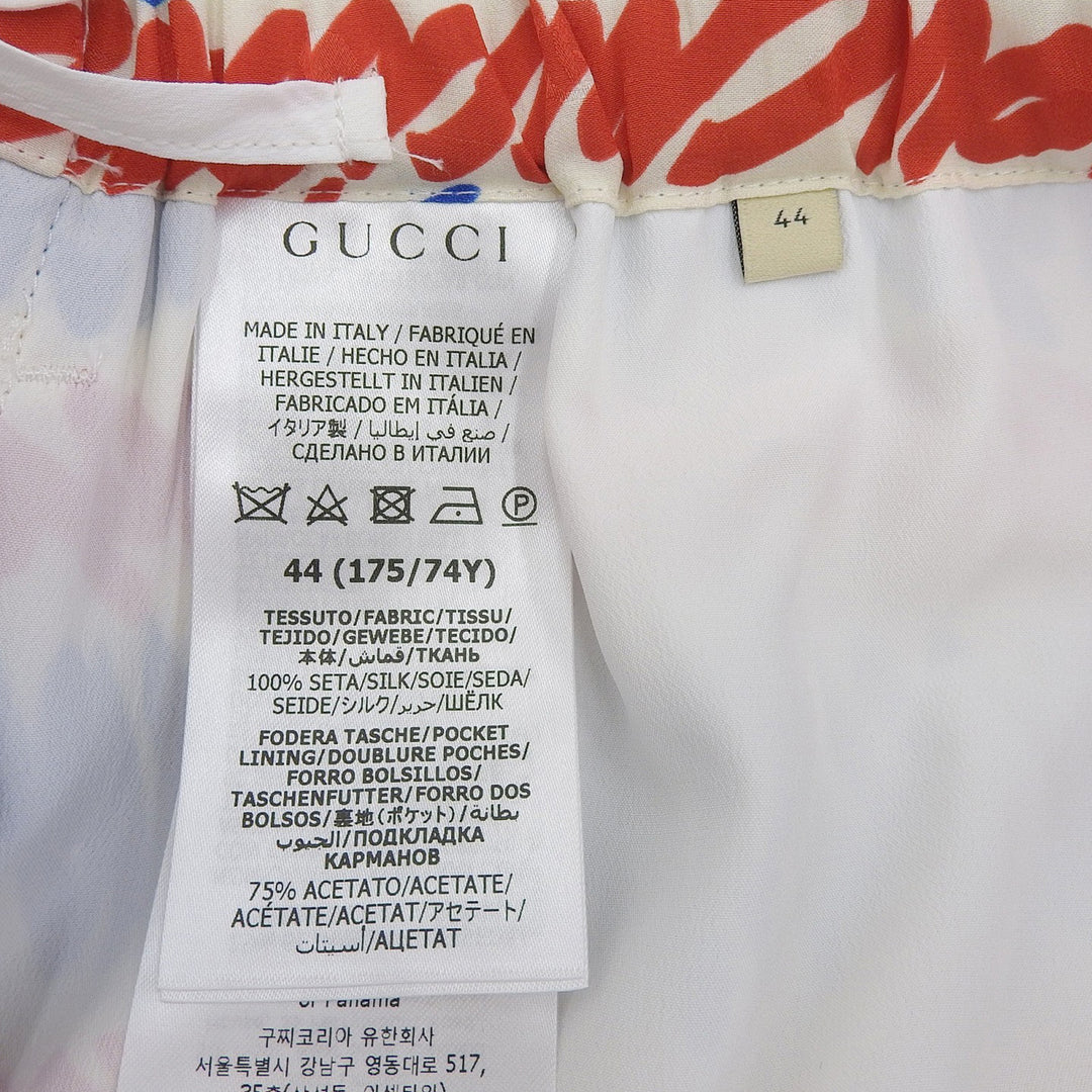 Pristine GUCCI Pants Script logo all-over print wide Multi silk mens 44 739414