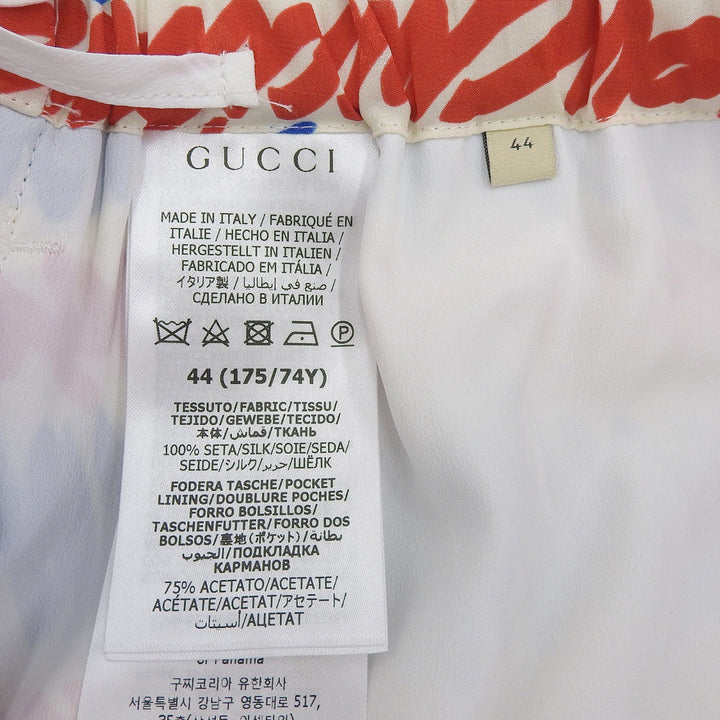 Pristine GUCCI Pants Script logo all-over print wide Multi silk mens 44 739414