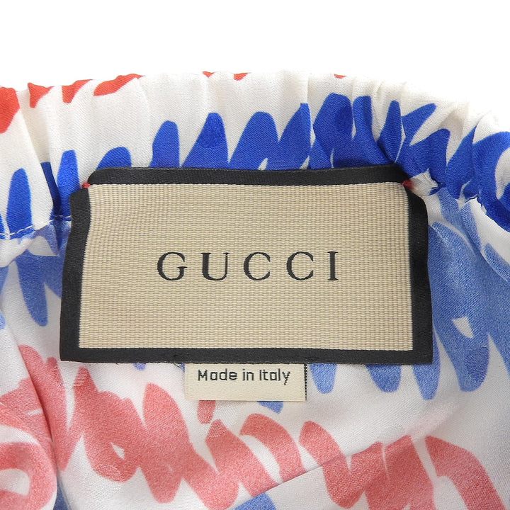 Pristine GUCCI Pants Script logo all-over print wide Multi silk mens 44 739414