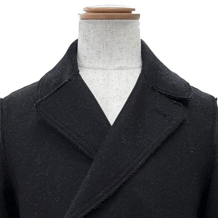 Excellent LANVIN pea coat Cut-off design pea coat black wool mens 46 M02CA106