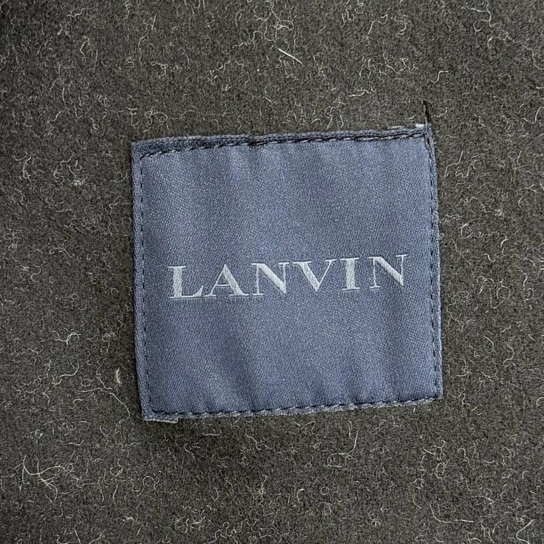 Excellent LANVIN pea coat Cut-off design pea coat black wool mens 46 M02CA106