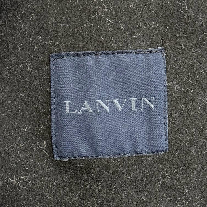 Excellent LANVIN pea coat Cut-off design pea coat black wool mens 46 M02CA106