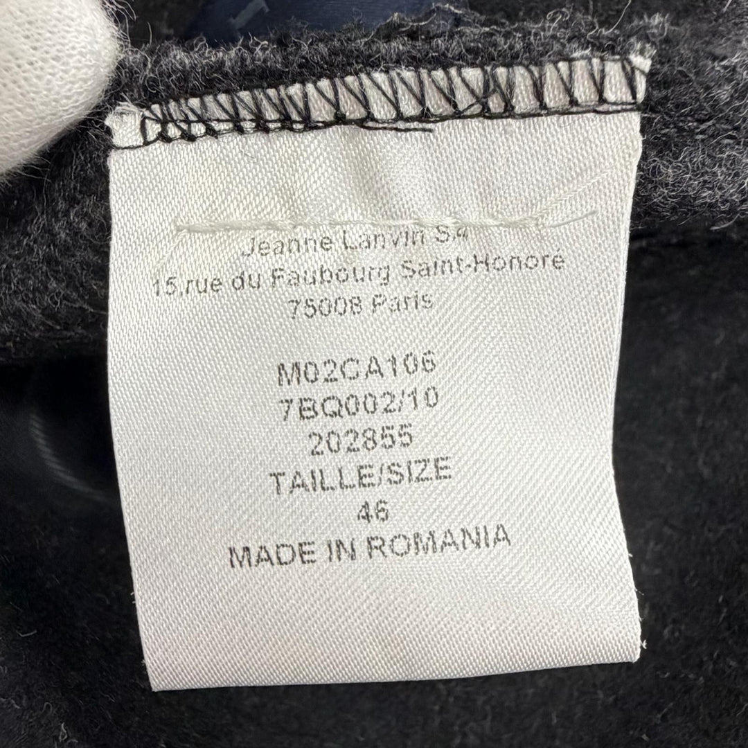Excellent LANVIN pea coat Cut-off design pea coat black wool mens 46 M02CA106