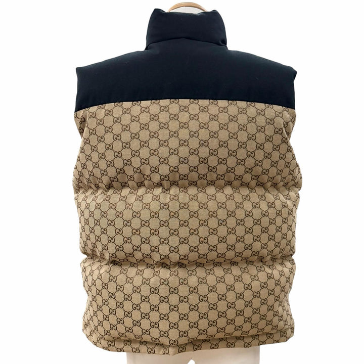 Excellent GUCCI THE NORTH FACE GG Padded Vest beige cotton mens XS 670910