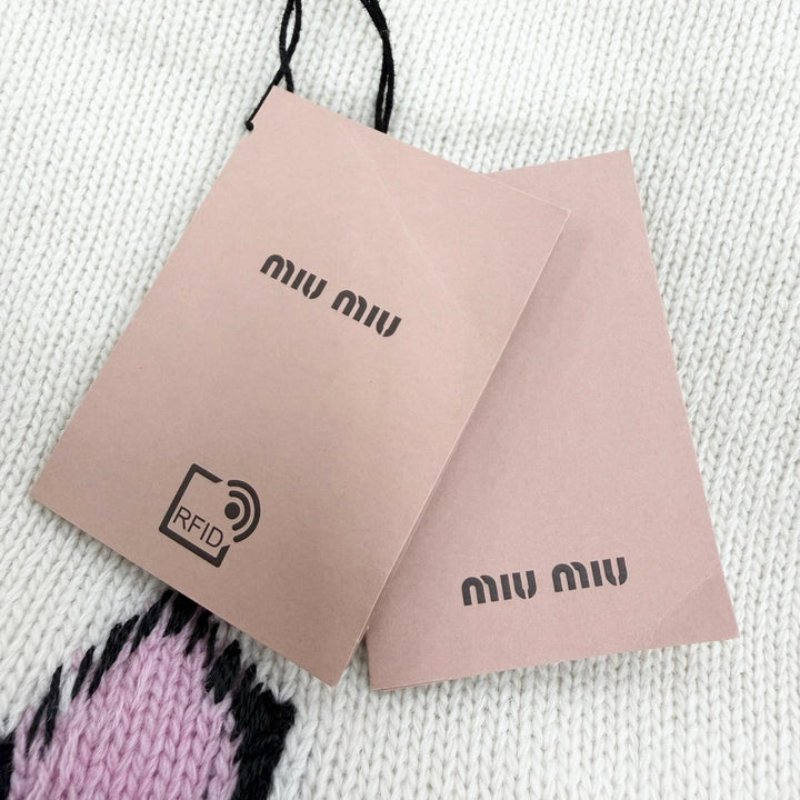 Excellent MIUMIU knit Cat logo embroidered intarsia long-sleeved shirt 38 MML443