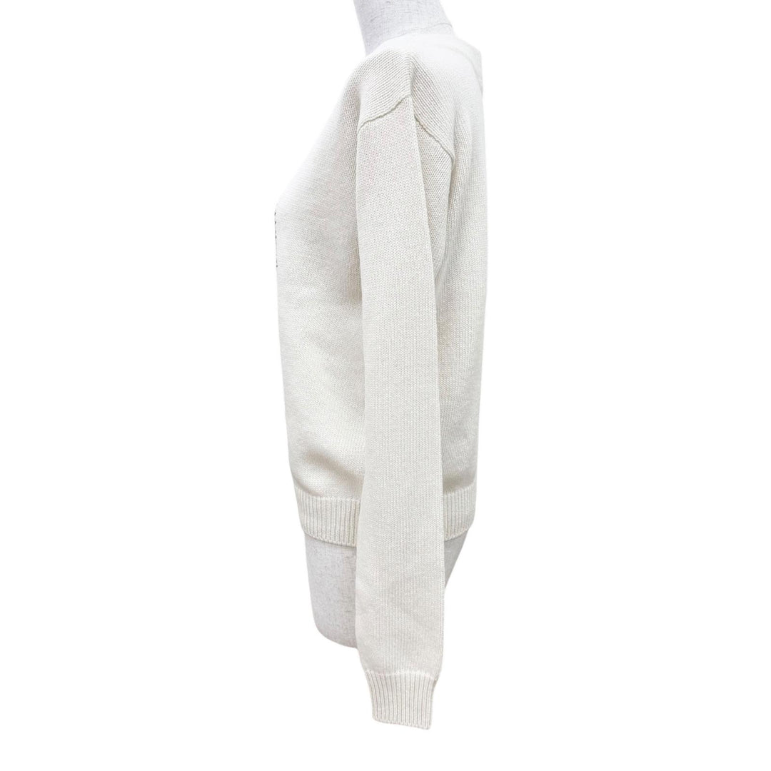Excellent MIUMIU knit Cat logo embroidered intarsia long-sleeved shirt 38 MML443
