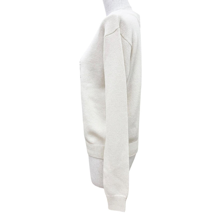 Excellent MIUMIU knit Cat logo embroidered intarsia long-sleeved shirt 38 MML443