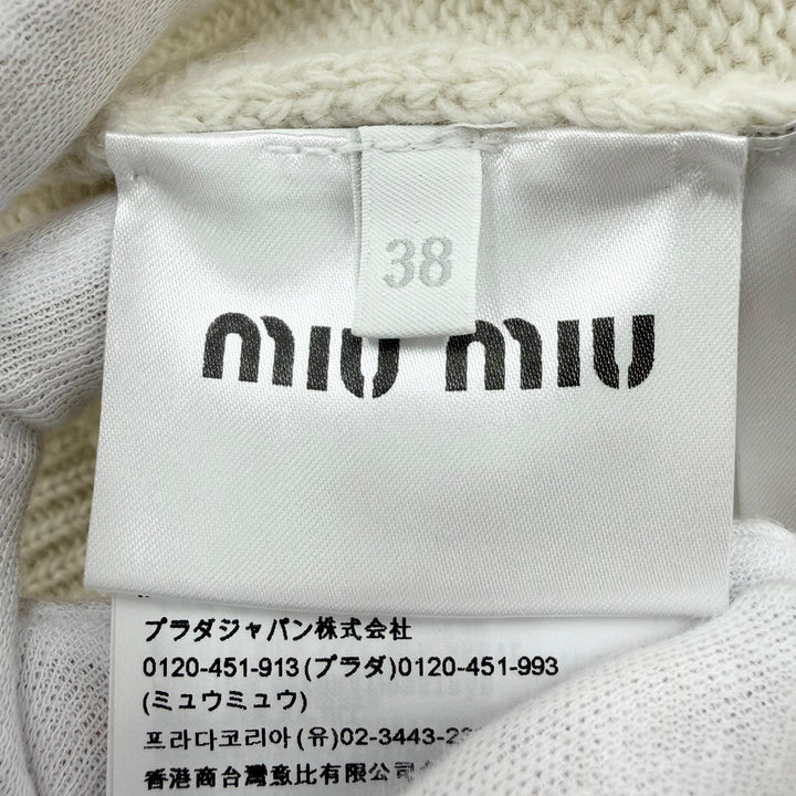 Excellent MIUMIU knit Cat logo embroidered intarsia long-sleeved shirt 38 MML443
