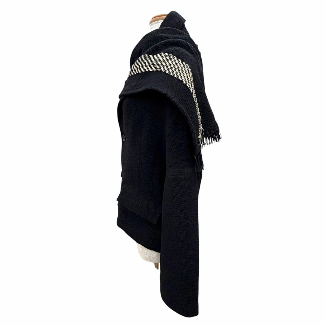 Great Yohji Yamamoto Jacket Design collar with stole black wool 1 FE-J40-121