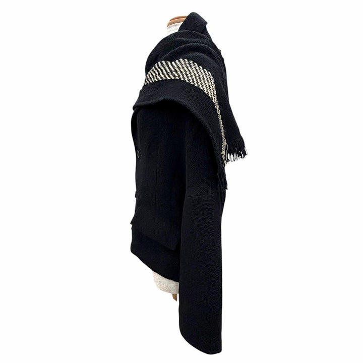 Great Yohji Yamamoto Jacket Design collar with stole black wool 1 FE-J40-121