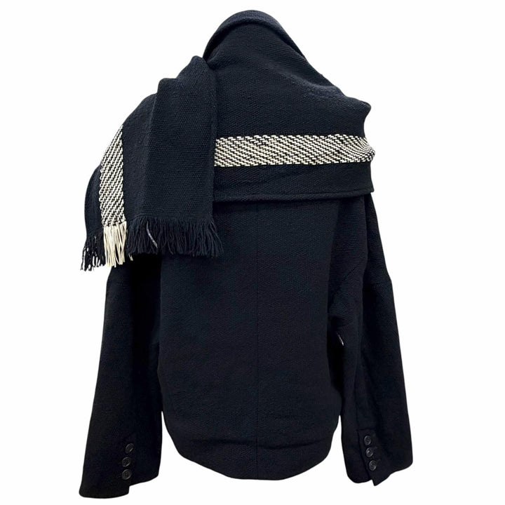 Great Yohji Yamamoto Jacket Design collar with stole black wool 1 FE-J40-121