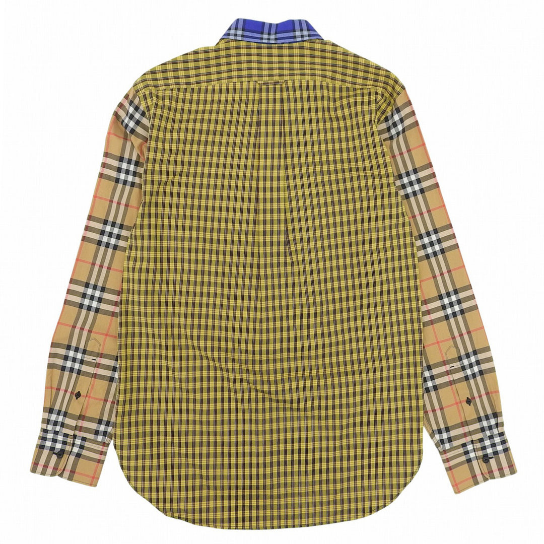 Excellent BURBERRY Long sleeve shirt Logo button Nova check switching M 8002553
