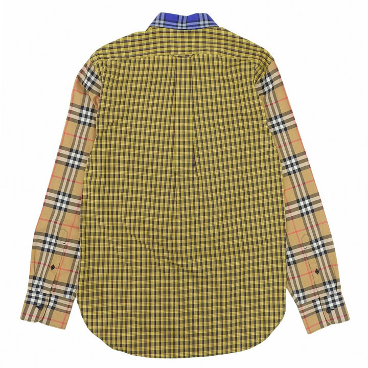 Excellent BURBERRY Long sleeve shirt Logo button Nova check switching M 8002553