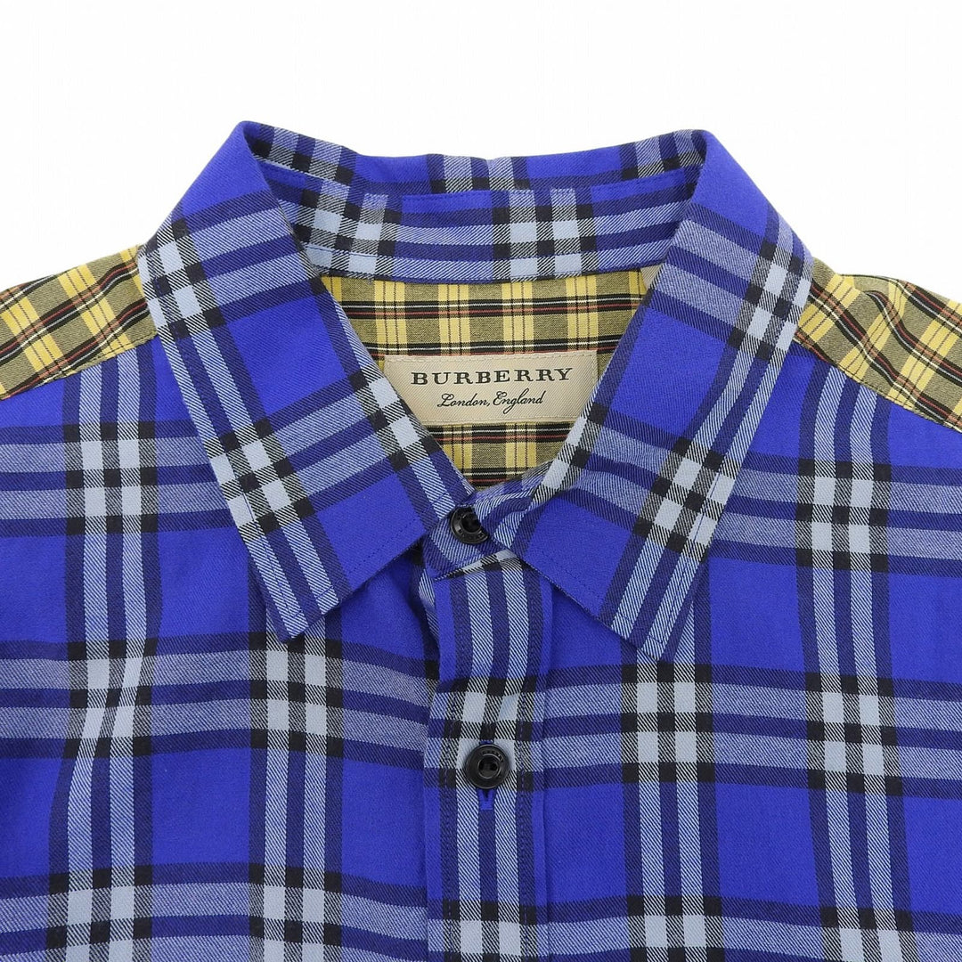 Excellent BURBERRY Long sleeve shirt Logo button Nova check switching M 8002553