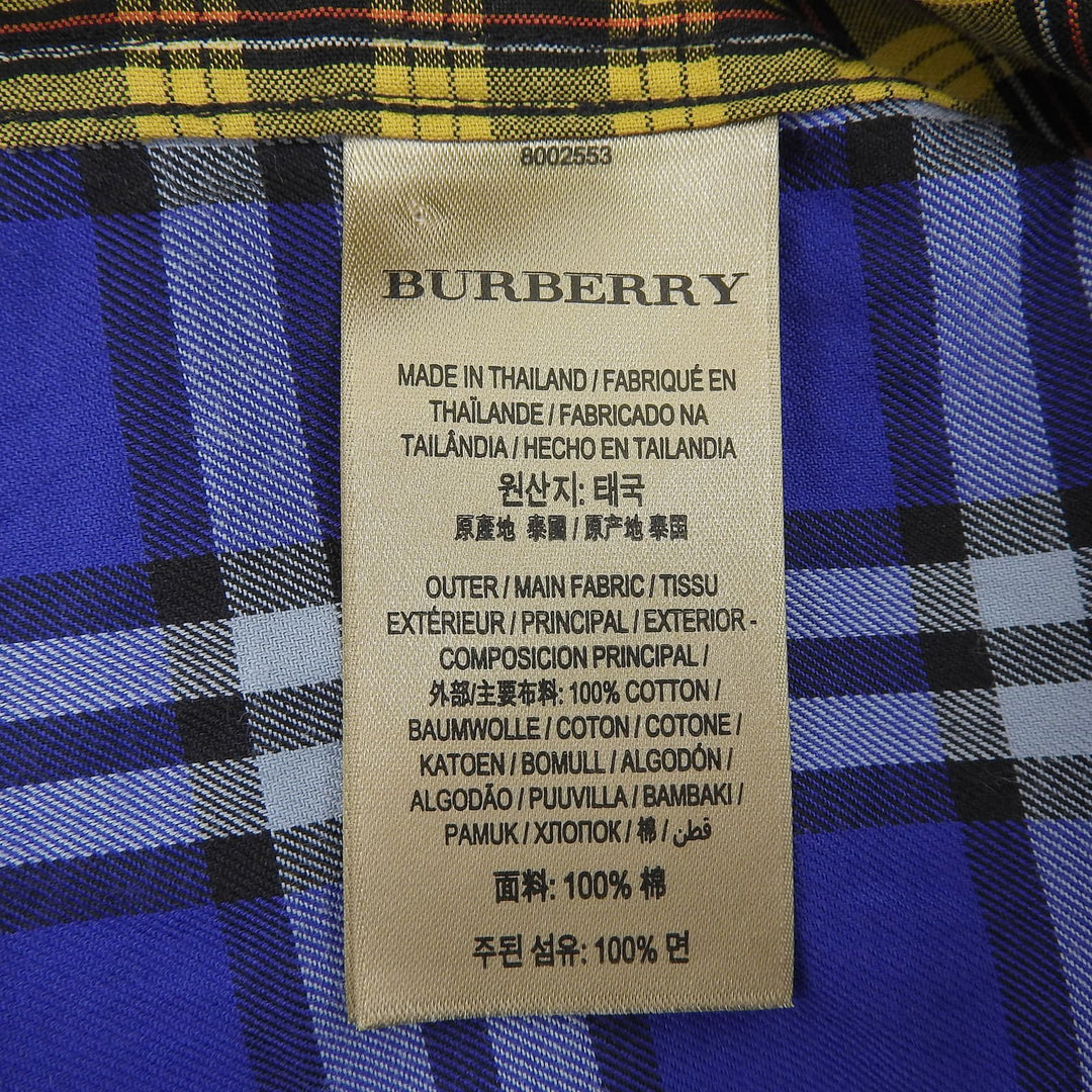 Excellent BURBERRY Long sleeve shirt Logo button Nova check switching M 8002553
