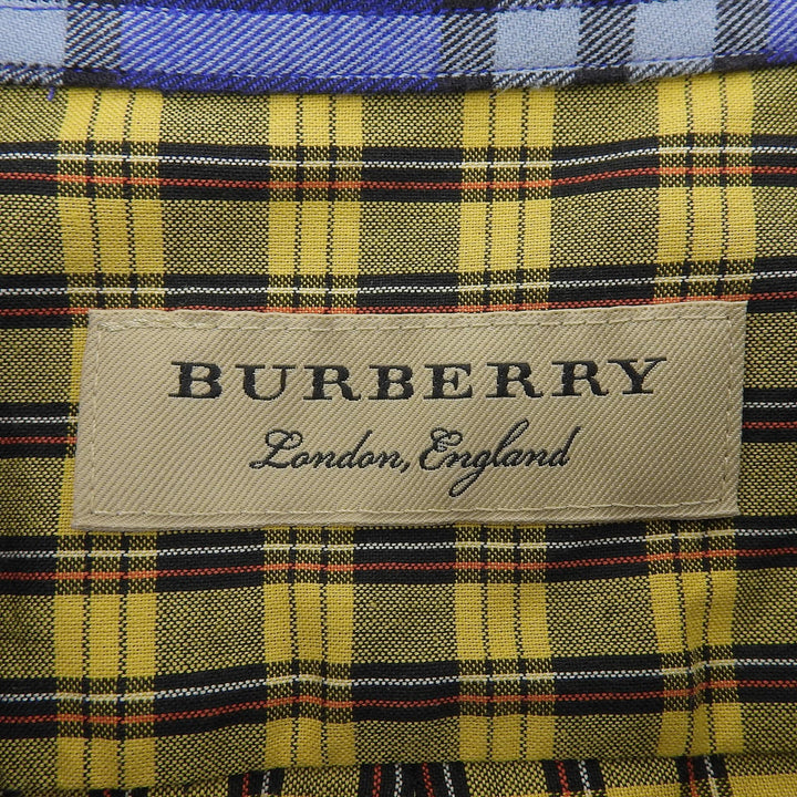Excellent BURBERRY Long sleeve shirt Logo button Nova check switching M 8002553
