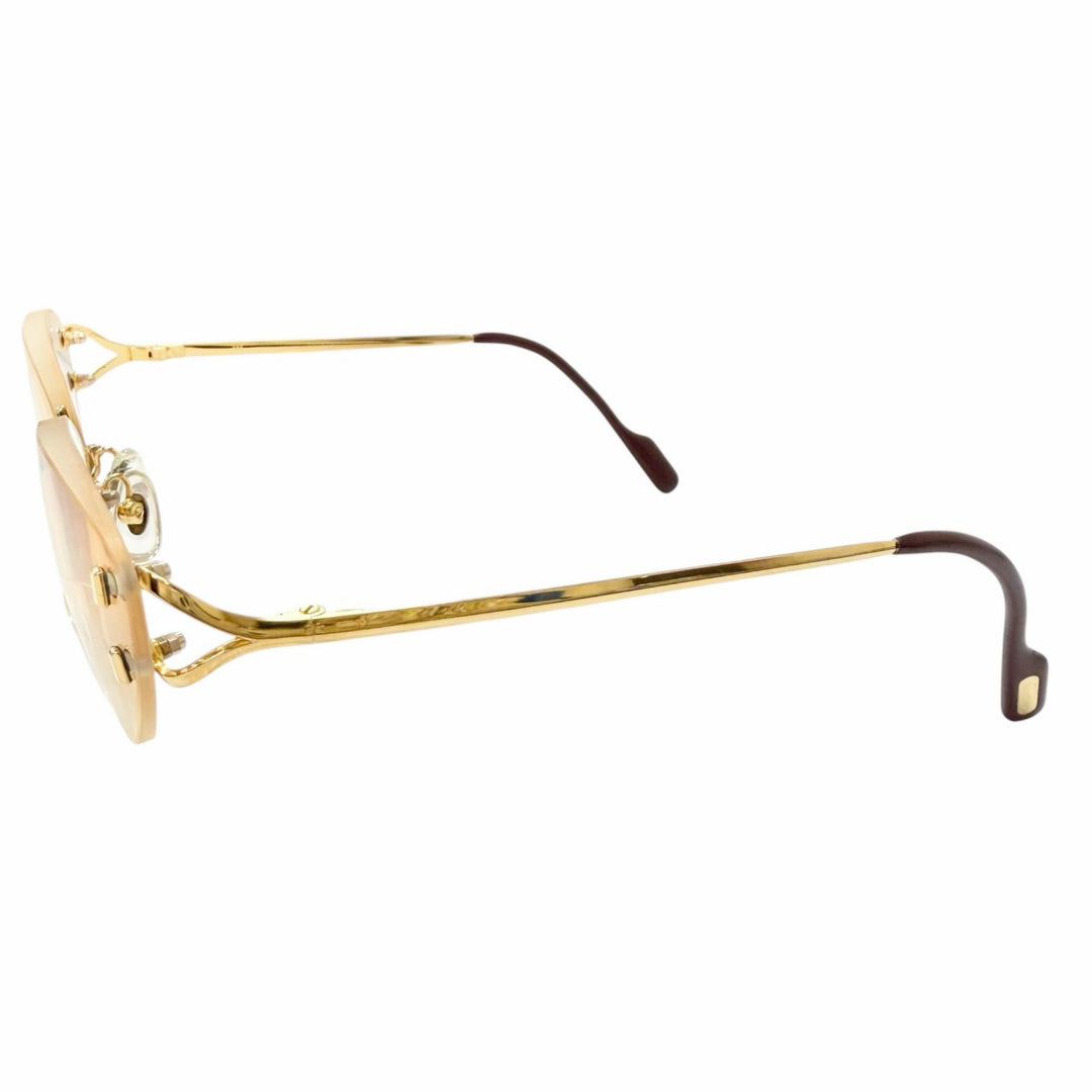 Great Cartier Glasses 2C Decor Two-Point Rimless gold ー mens