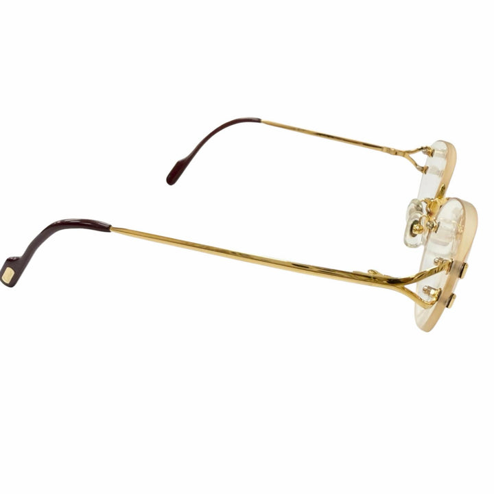 Great Cartier Glasses 2C Decor Two-Point Rimless gold ー mens
