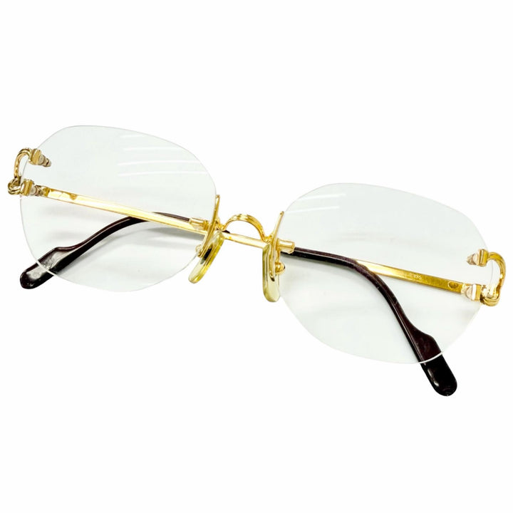 Very Good Cartier Glasses Trinity 2C Decor Two-Point Rimless Glasses