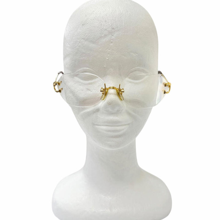 Very Good Cartier Glasses Trinity 2C Decor Two-Point Rimless Glasses