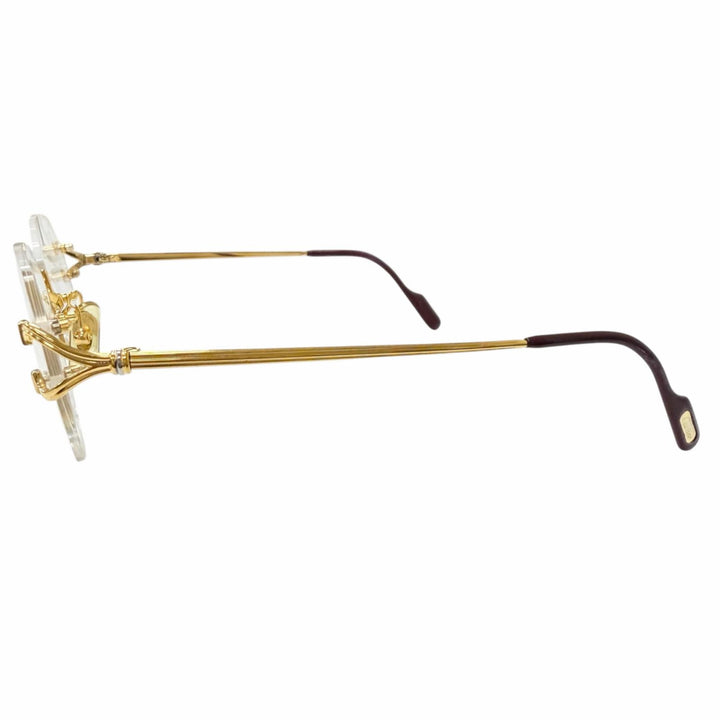 Very Good Cartier Glasses Trinity 2C Decor Two-Point Rimless Glasses