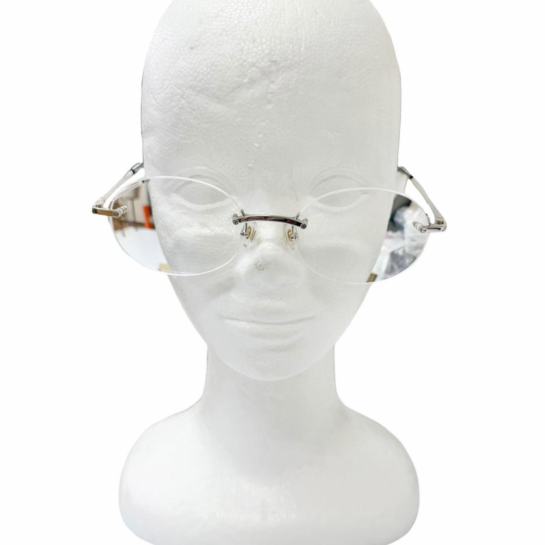 Great Cartier Glasses Santos de Cartier Rimless Oval Silver mens
