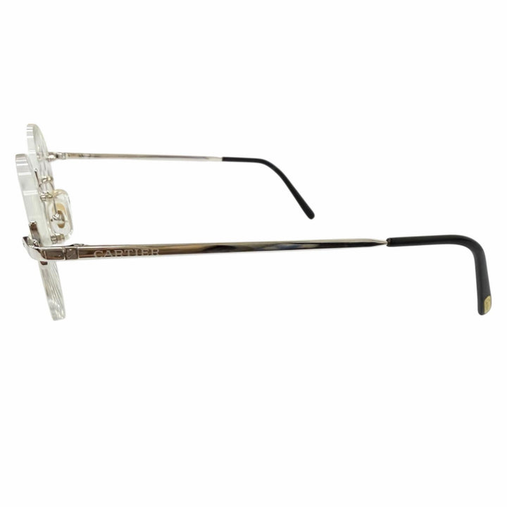 Great Cartier Glasses Santos de Cartier Rimless Oval Silver mens