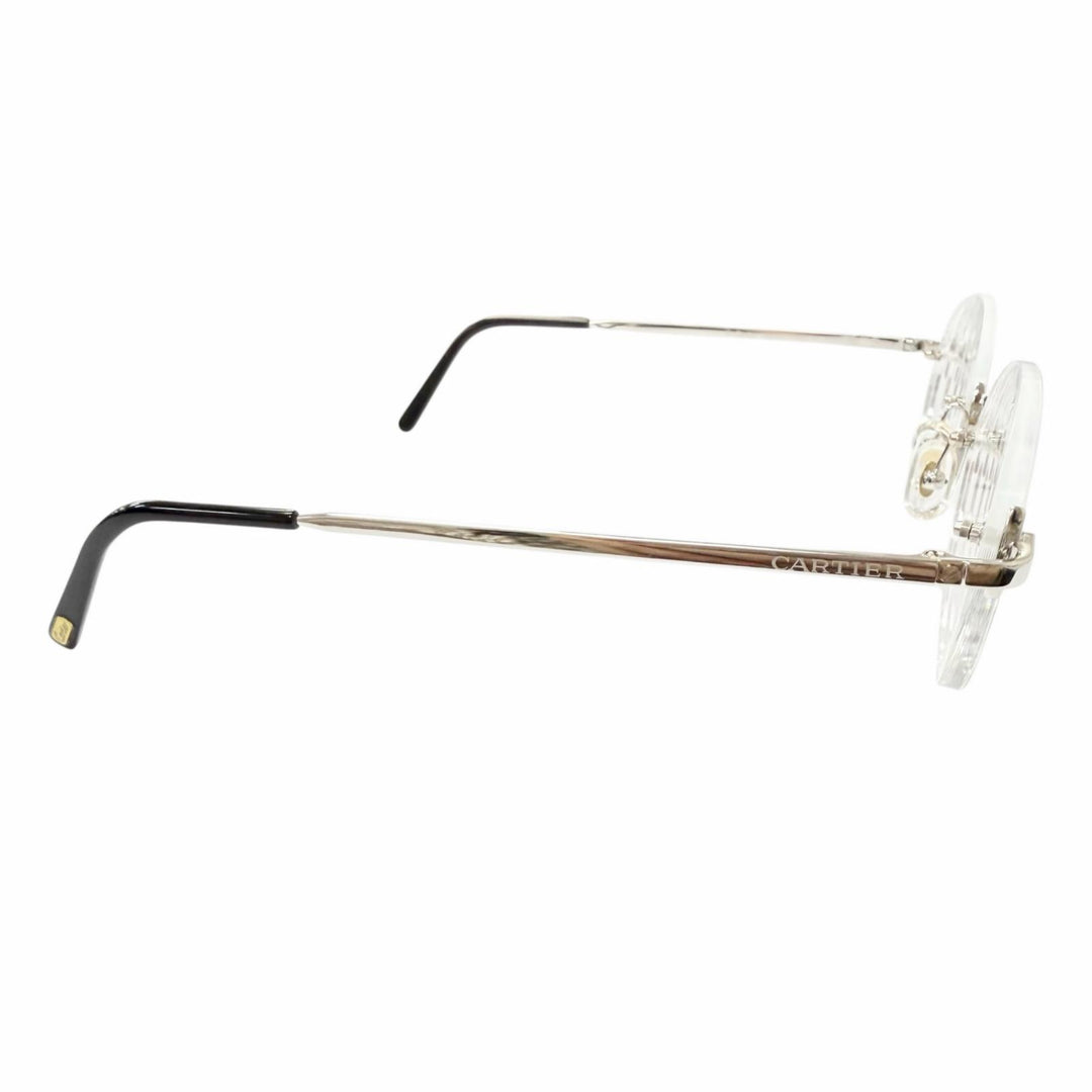 Great Cartier Glasses Santos de Cartier Rimless Oval Silver mens