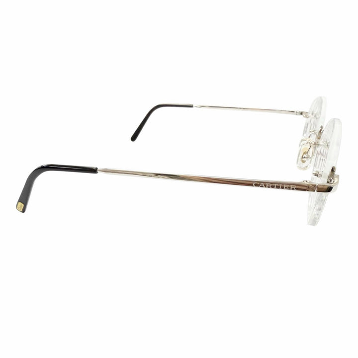 Great Cartier Glasses Santos de Cartier Rimless Oval Silver mens