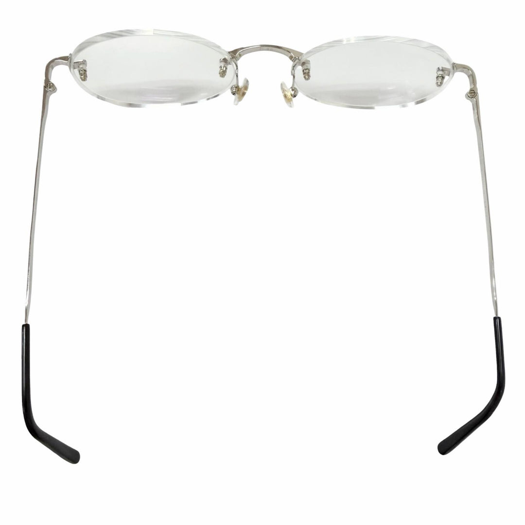 Great Cartier Glasses Santos de Cartier Rimless Oval Silver mens