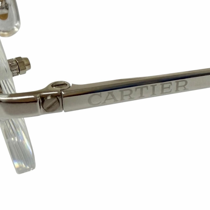 Great Cartier Glasses Santos de Cartier Rimless Oval Silver mens