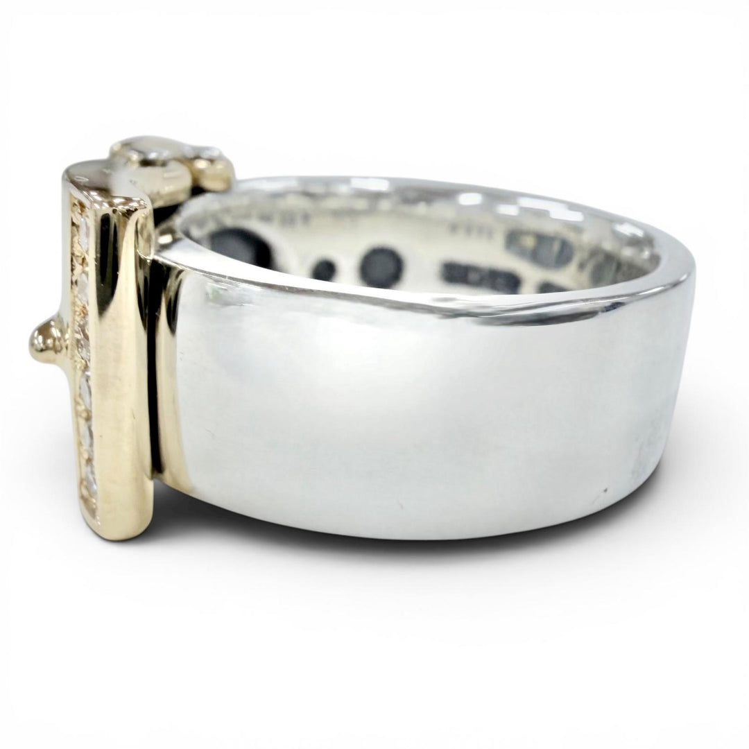 Excellent PUERTA DEL SOL Ring ring 12 diamonds, 0.15ct Silver SV950 mens