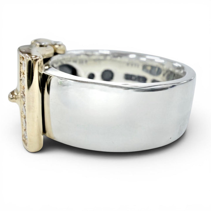Excellent PUERTA DEL SOL Ring ring 12 diamonds, 0.15ct Silver SV950 mens
