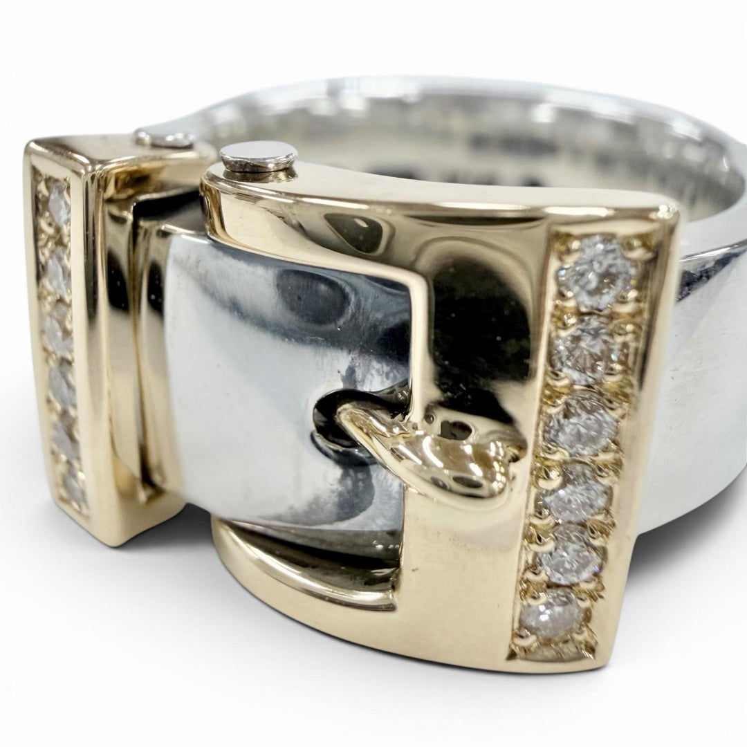 Excellent PUERTA DEL SOL Ring ring 12 diamonds, 0.15ct Silver SV950 mens