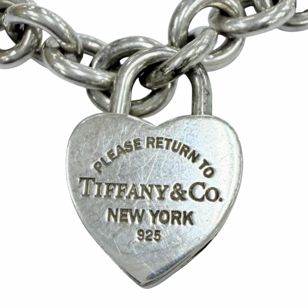 Great TIFFANY&Co. Necklace Return to Heart Lock Choker Choker Silver 925 Women