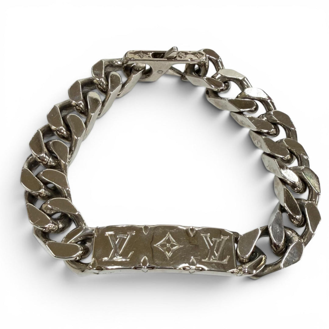 Very Good LOUIS VUITTON bracelet chain bracelet monogram Silver mens L M00856
