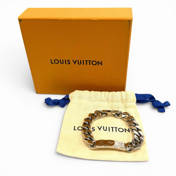 Very Good LOUIS VUITTON bracelet chain bracelet monogram Silver mens L M00856