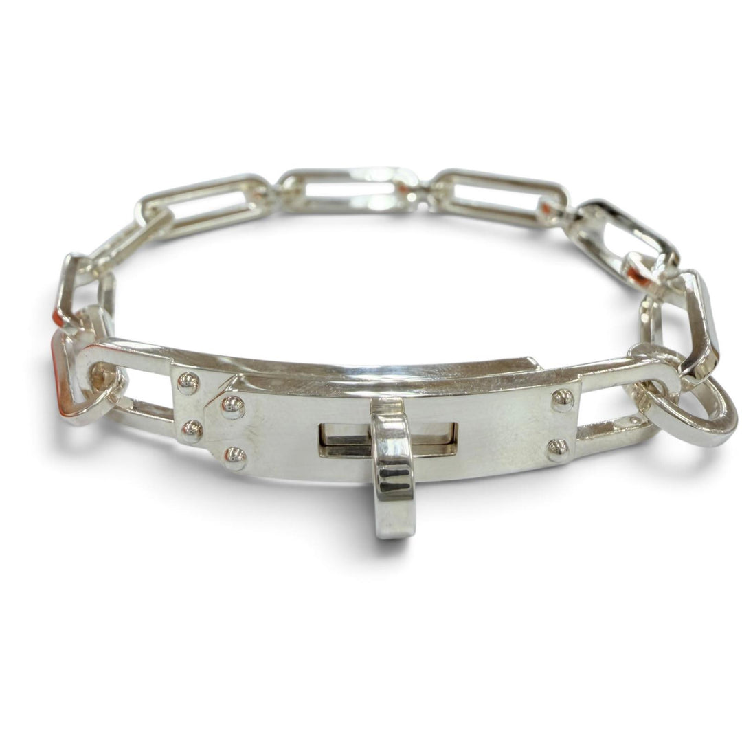 Great HERMES bracelet Kelly Chaine Simple Tour Bracelet Silver AG925 mens 19
