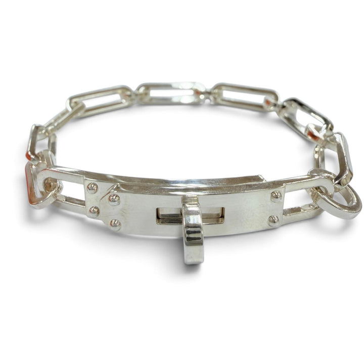 Great HERMES bracelet Kelly Chaine Simple Tour Bracelet Silver AG925 mens 19