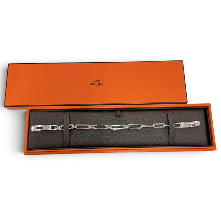 Great HERMES bracelet Kelly Chaine Simple Tour Bracelet Silver AG925 mens 19