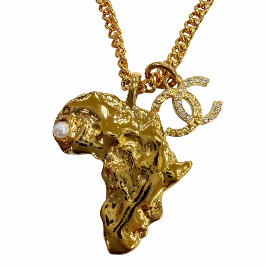 Excellent CHANEL Necklace COCO Mark African Continent Motif Métiers d'Art Dakar